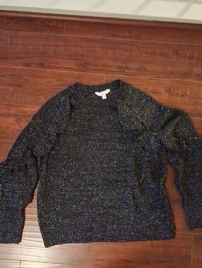 Time and Tru Black Metallic Thread Knit Sweater